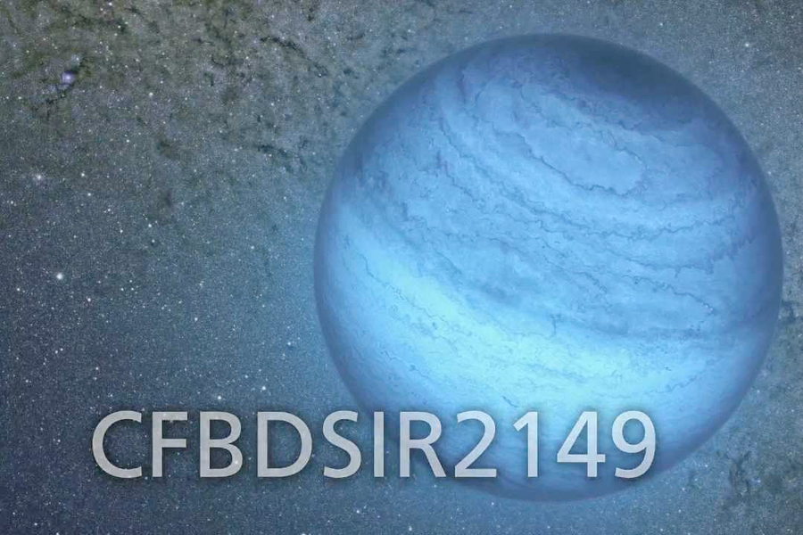 An artistic representation of the exoplanet CFBDSIR 2149. (Credit: ESO/L. Calçada/P. Delorme/N. Risinger/R. Saito/VVV Consortium)