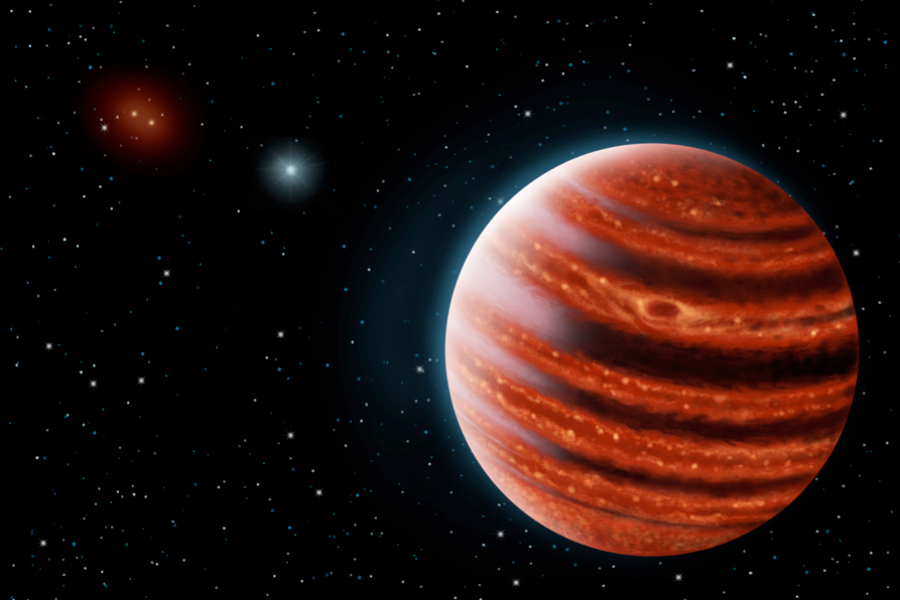 Une conception artistique de l'exoplanète de type Jupiter, 51 Eri b, vue à la lumière proche infrarouge. (Crédit: D. Futselaar/F. Marchis/SETI)