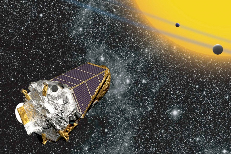 Artistic view of the Kepler Space Telescope. (Credit: NASA Ames/ W. Stenzel)