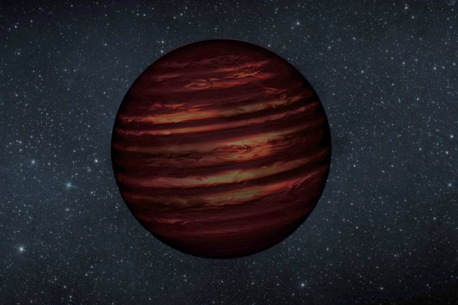 Une représentation artistique de SIMP J013656.5+093347, ou SIMP0136, que l'équipe de recherche a identifié comme étant une planète errante probablement membre de l'association d'étoiles jeunes Carina-Near. (Crédit: NASA/JPL/ J. Gagné)