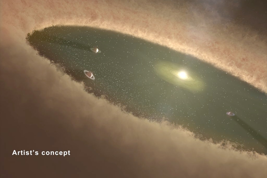 Représentation artistique d'un système planétaire en formation. (Crédit: NASA/JPL-Caltech)
