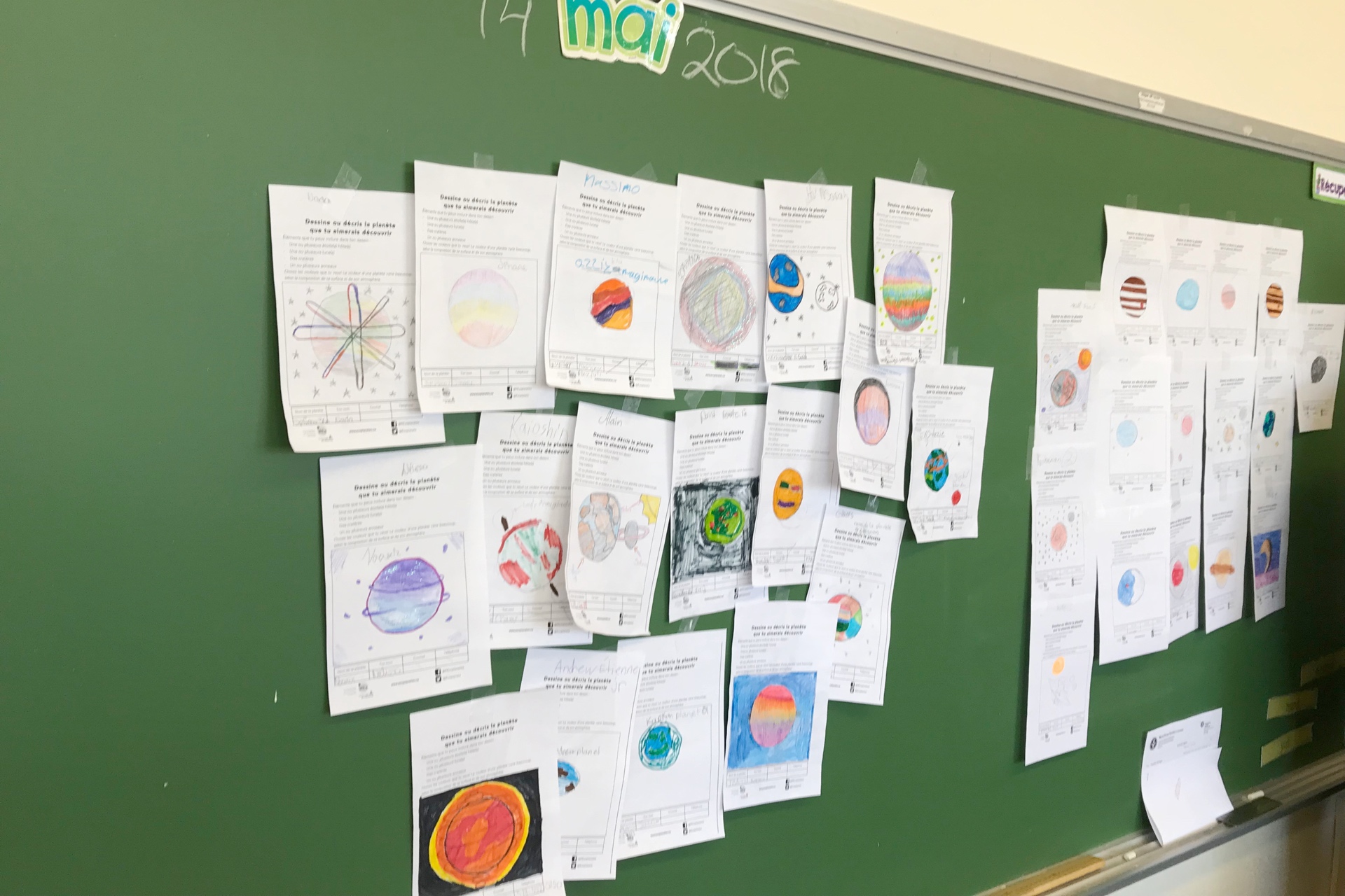 Drawings from the 2018 edition of the "Astronomer in Your Classroom" activity for the 24h of Science. (Credit: M.-E. Naud)