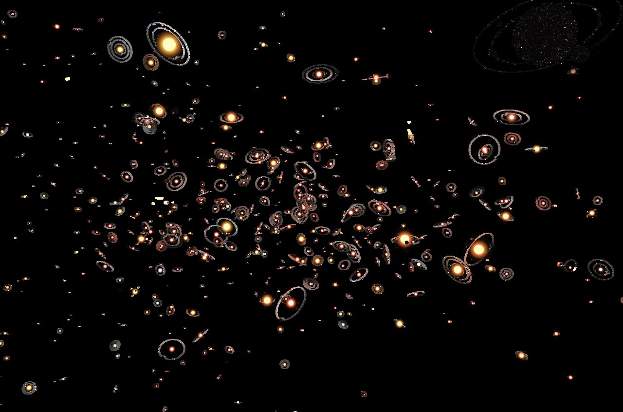 Une représentation artistique d'une multitude de systèmes planétaires différents. (Crédit: ESO/M. Kornmesser)