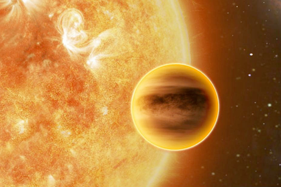 Artistic representation of a very hot Jupiter-like exoplanet, similar to the one that will be studied by James and his collaborators. (Credit: ESA/ATG medialab)