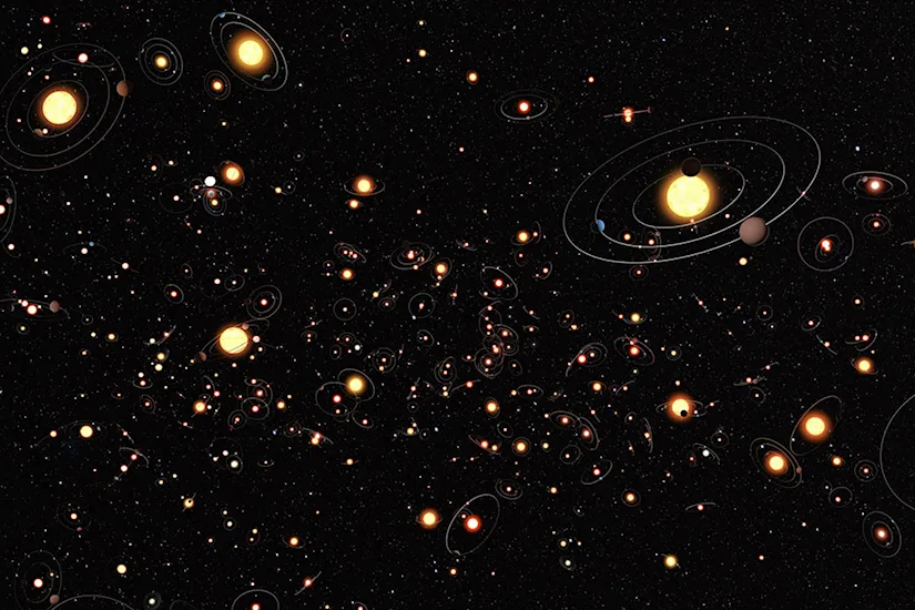 An artistic representation of several exoplanetary systems. (Credit: NASA/ESA/ESO)