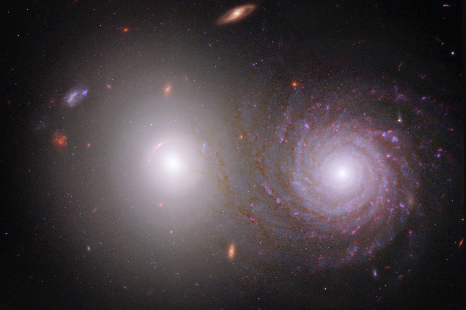 Une image de deux galaxies en interaction. (Crédit: NASA/ESA/CSA/ASU/U of Alabama/U of Melbourne/JWST PEARLS Team/STScI)