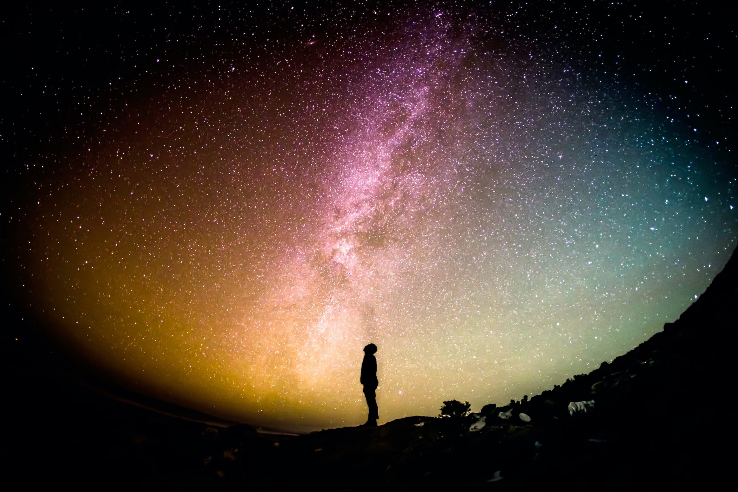 La silhouette d'une personne observant le ciel nocturne. (Crédit: G. Rakozy)
