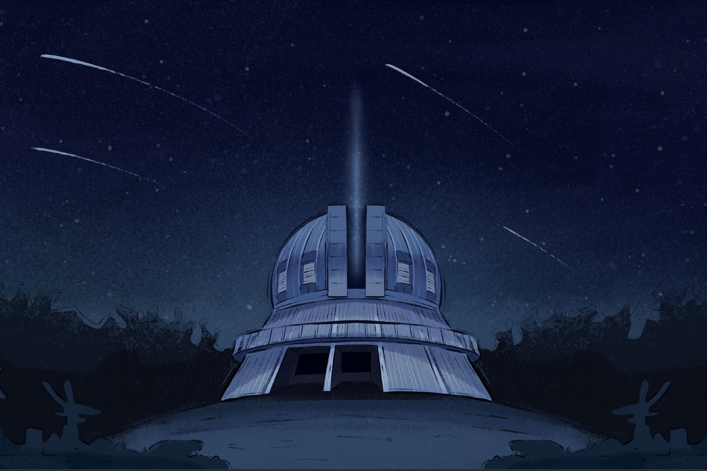Une illustration de l'Observatoire du Mont-Mégantic. (Crédit: A. Desaulniers/Orcéine)