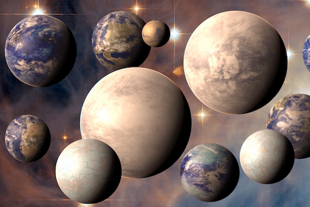 Une représentation artistique d'exoplanètes potentiellement habitables. (Crédit: PHL@UPR Arecibo, ESA/Hubble, NASA)
