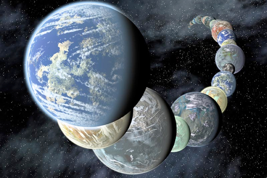 Une représentation artistique de plusieurs mondes extraterrestres (Crédit: NASA/JPL-Caltech/R. Hurt)