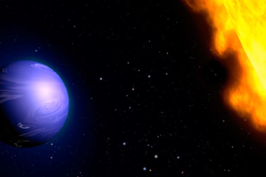 Représentation artistique de l'exoplanète HD 189733 b. (Crédit: NASA/ ESA/G. Bacon/STScI)