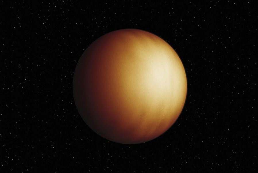 WASP-18 b, seen in an artistic illustration, is a gas giant exoplanet 10 times more massive than Jupiter that orbits its star in just 23 hours. Researchers used the NIRISS instrument on the James Webb Space Telescope to study the planet as it moved behind its star. Temperatures there reach 2,700 degrees Celsius. (Credit: NASA/JPL-Caltech/K. Miller/IPAC)