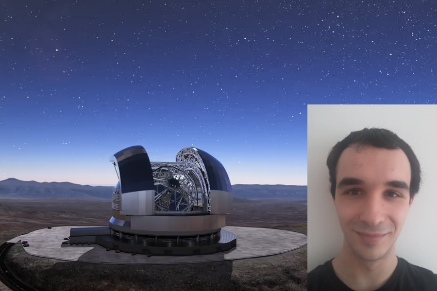Pour son projet de maitrise, André a travaillé sur un instrument du futur Extremely Large Telescope, présenté ici dans une version artistique. Crédit : EXO/L. Calçada.