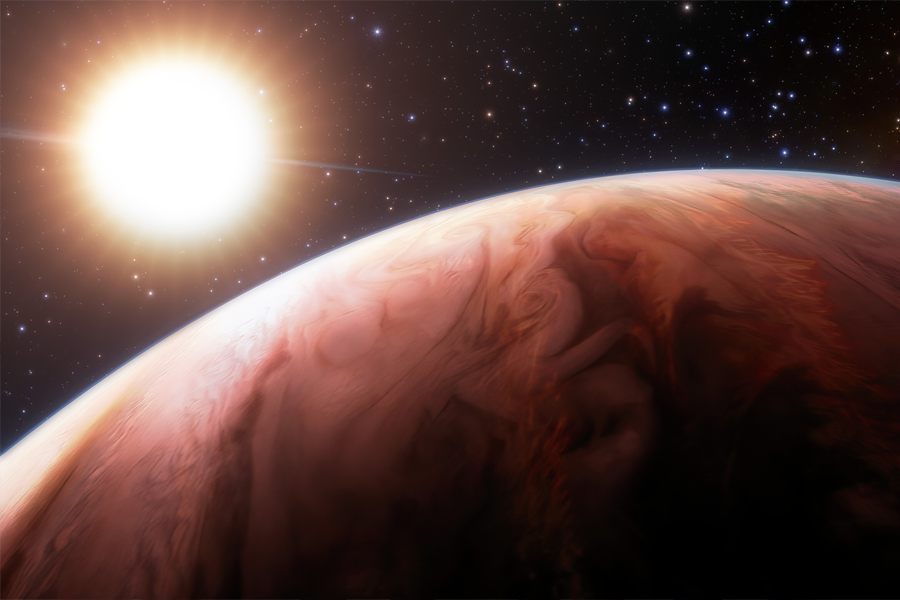 An artistic rendition of an exoplanet. Credit: Gemini/NOIRLab/NSF/AURA/J. da Silva/Spaceengine/M. Zamani