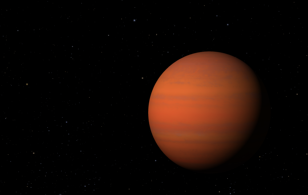 Une représentation artistique de l’exoplanète de type “Saturne chaude”, HAT-P-18 b. (Crédit: NASA/Eyes on Exoplanets)